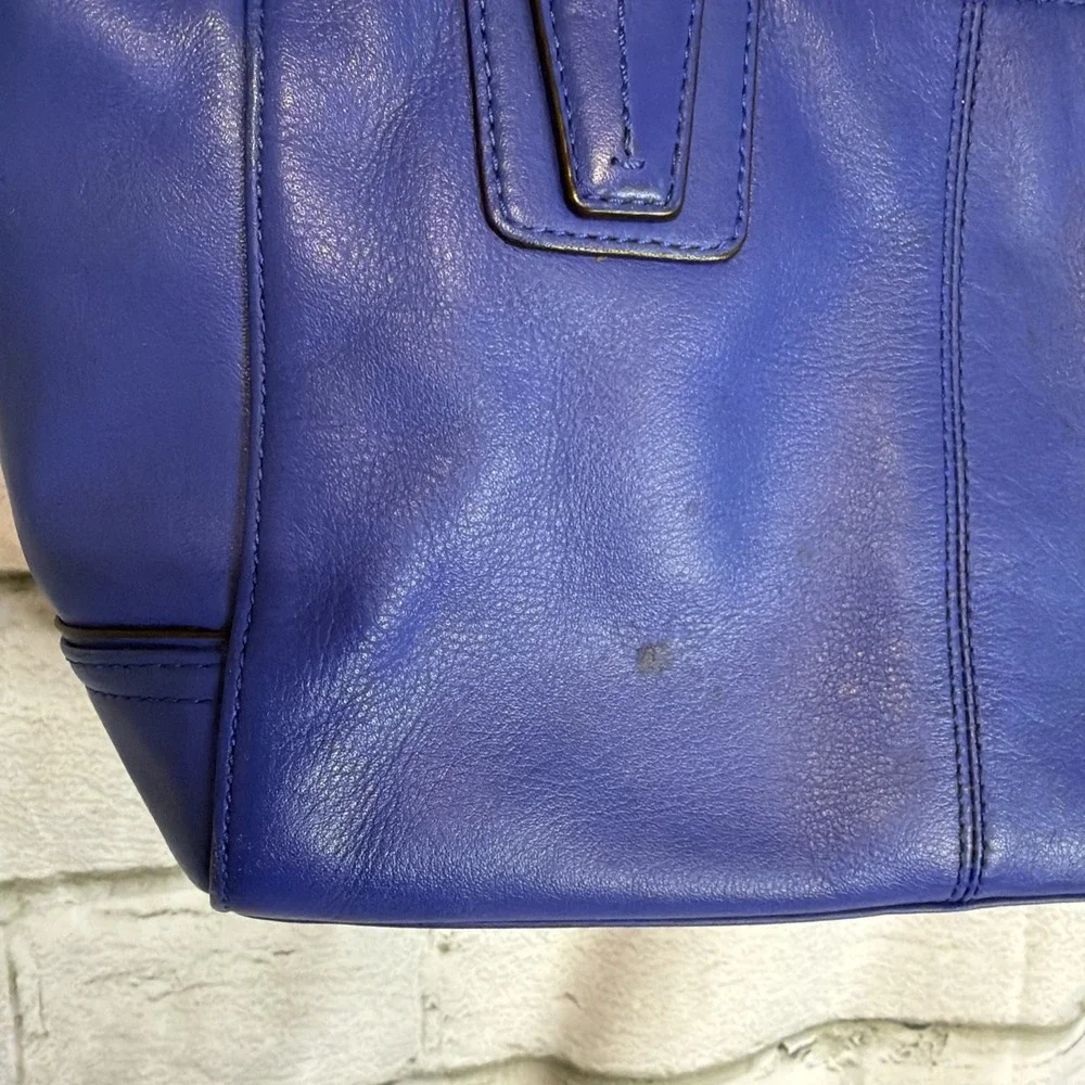 COACH Royal Blue Leather Satchel‎ Crossbody Bag Silver Hardware EUC Rare